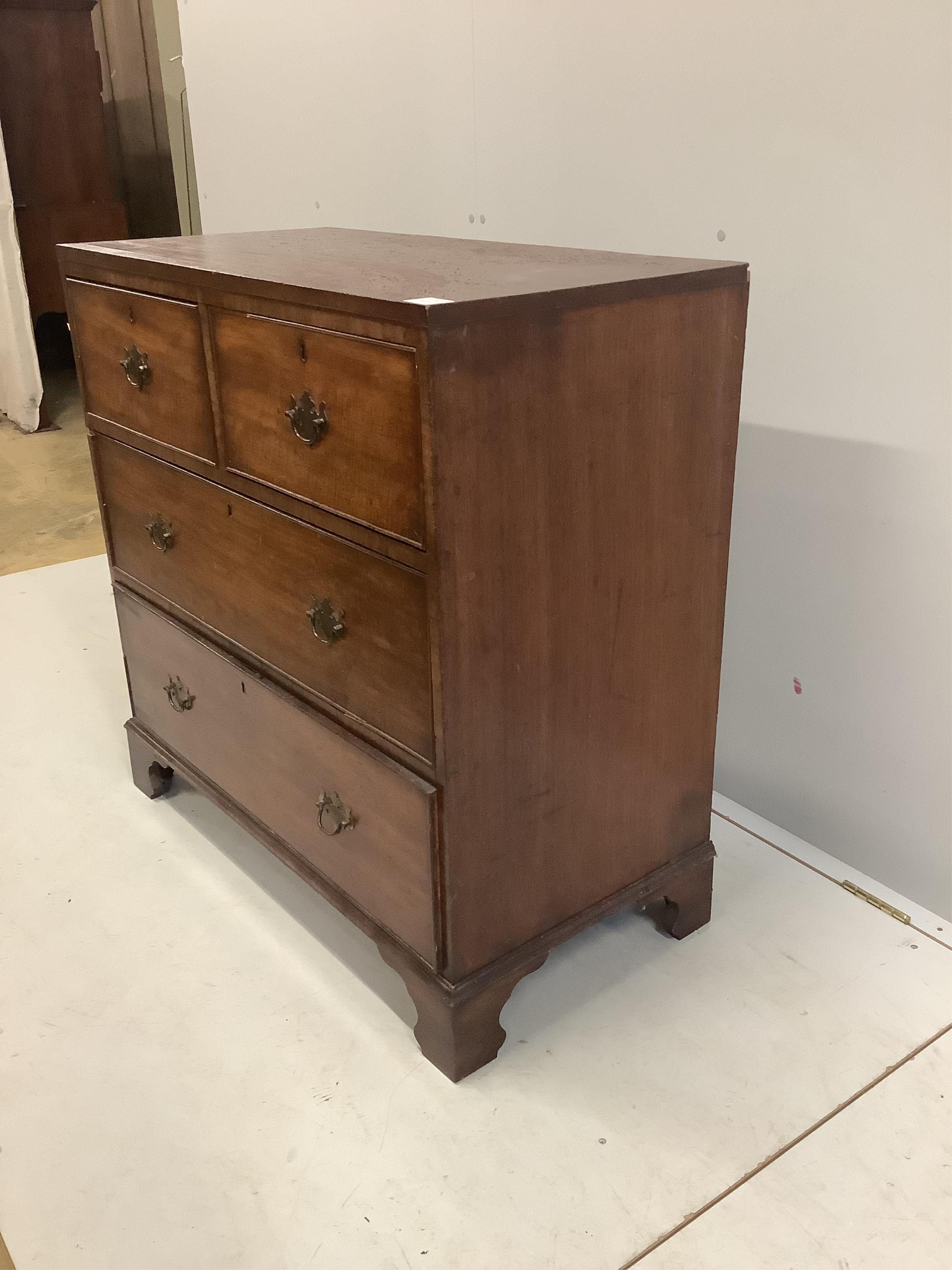 A Regency mahogany straight front chest of drawers, width 89cm, depth 45cm, height 89cm. Condition - fair